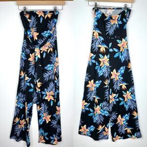 LA Gypsy Tropical Strapless Tie Waist Jumpsuit MD